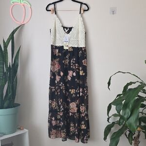 Floral Black and Cream Maxi Dress